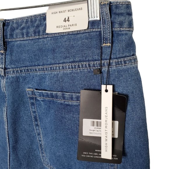 Redial Paris NWT Sz US 16 EU 44 High Waist Mom Jeans Straight Leg Premium Denim - Picture 9 of 10